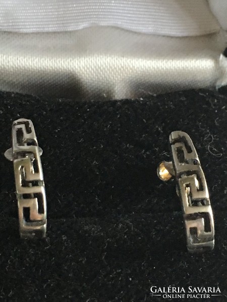 Earrings, silver, meander pattern, 925