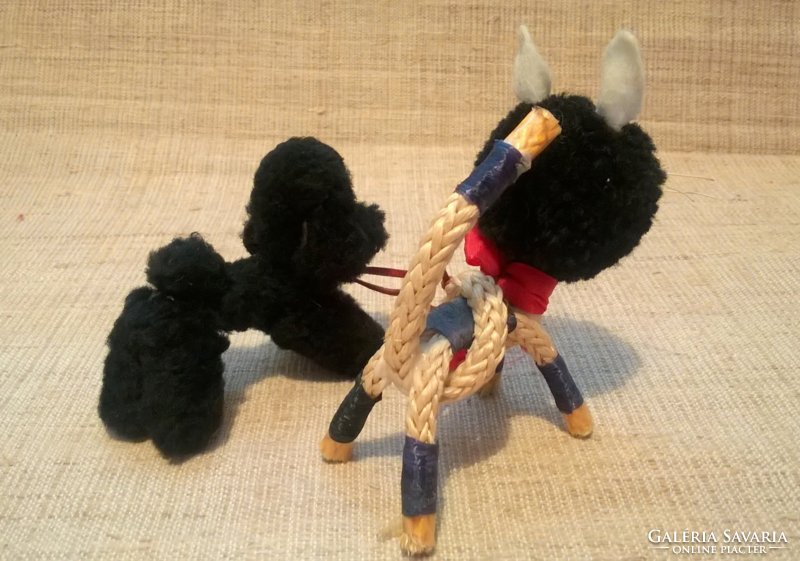 2-Piece retro small mascots. 1-Poodle dog and 1-kitten