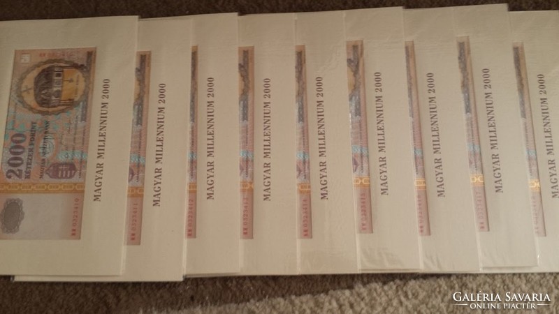 Aranyszálas Millenniumi papír 2000 forintosok 9db sorszámkövetőek