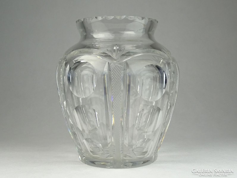 0U881 Régi hibátlan öblös kristály váza 16 cm