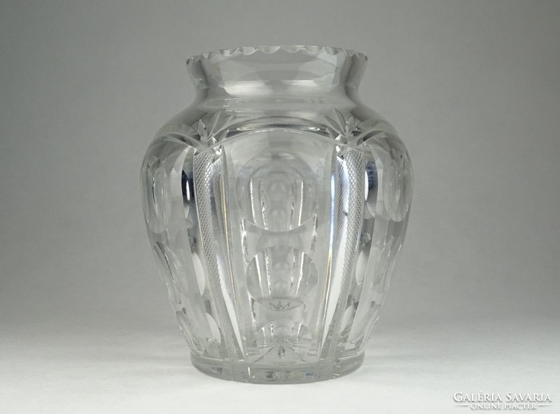 0U881 Régi hibátlan öblös kristály váza 16 cm