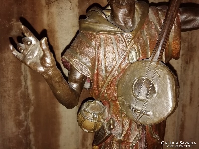 60cm antique Arab musician bronzed painted spaiater statue
