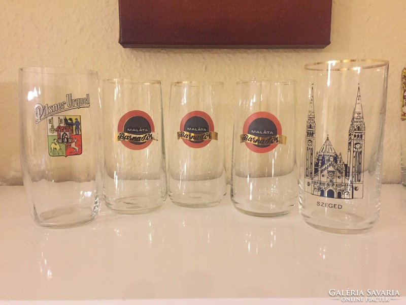 6 old beer glasses