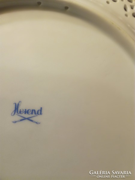 Herend porcelain map pattern in openwork bowl on wall plate