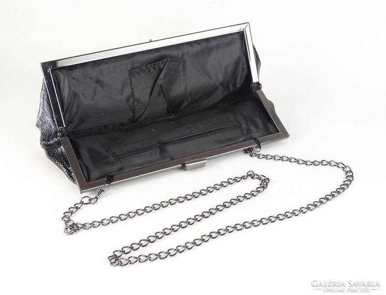 0V564 Fekete lakkozott elegáns clutch női táska