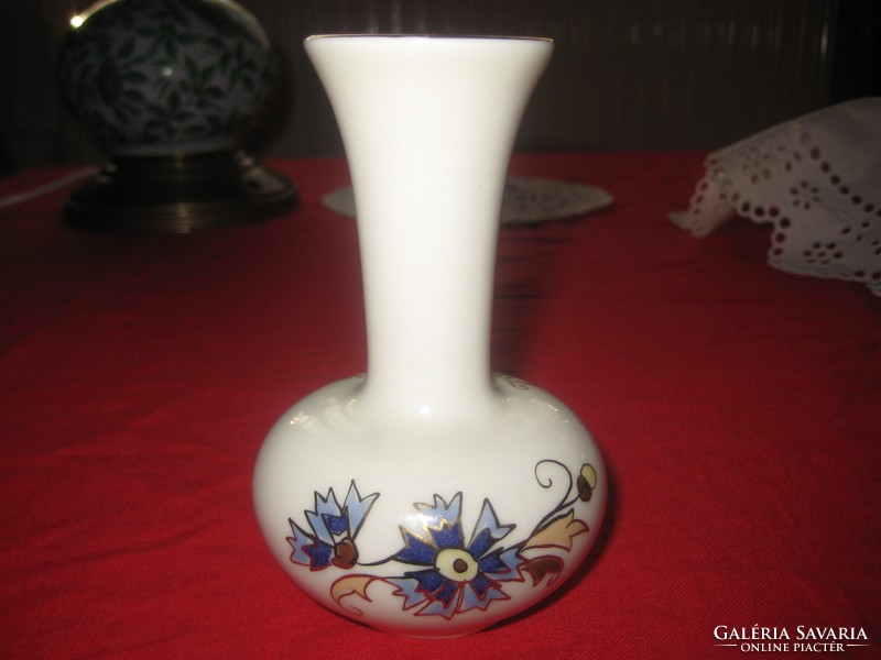 Zsolnay vase, old, hand painted, with cornflower decor
