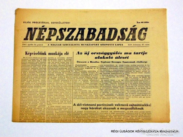 1967 április 14  /  NÉPSZABADSÁG  /  Régi ÚJSÁGOK KÉPREGÉNYEK MAGAZINOK Szs.:  8644