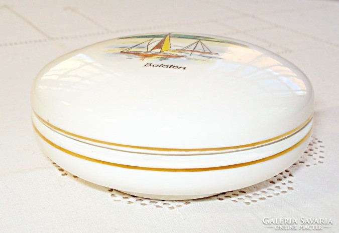 Hand painted porcelain box with Balaton decor