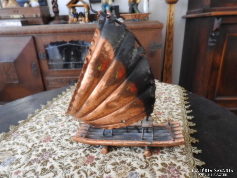 Handmade copper ship model