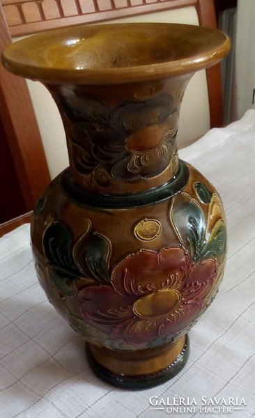 Gyönyörű, fényes mázú kerámia váza, 20 cm magas