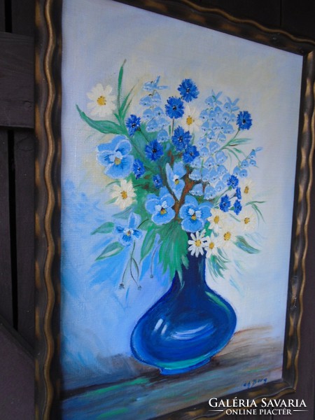 Beautiful wildflower ferry. Oil painting, table still life spectacular oil painting, nice gift