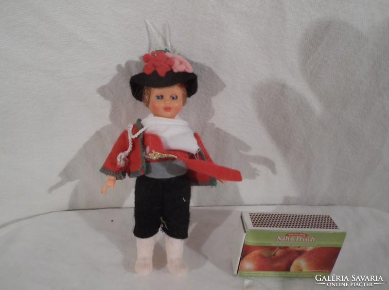 Doll - old - blinking - large - folk costume rubber doll, 12 x 5 cm