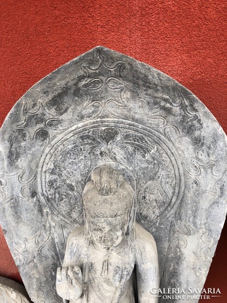 Antik márvány buddha keleti faragvány