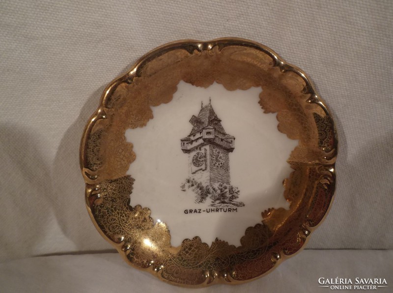 JELZETT - VASTAGON ARANYOZOTT  - Német -  tányér - régi 10 cm - tökéletes - hibátlan