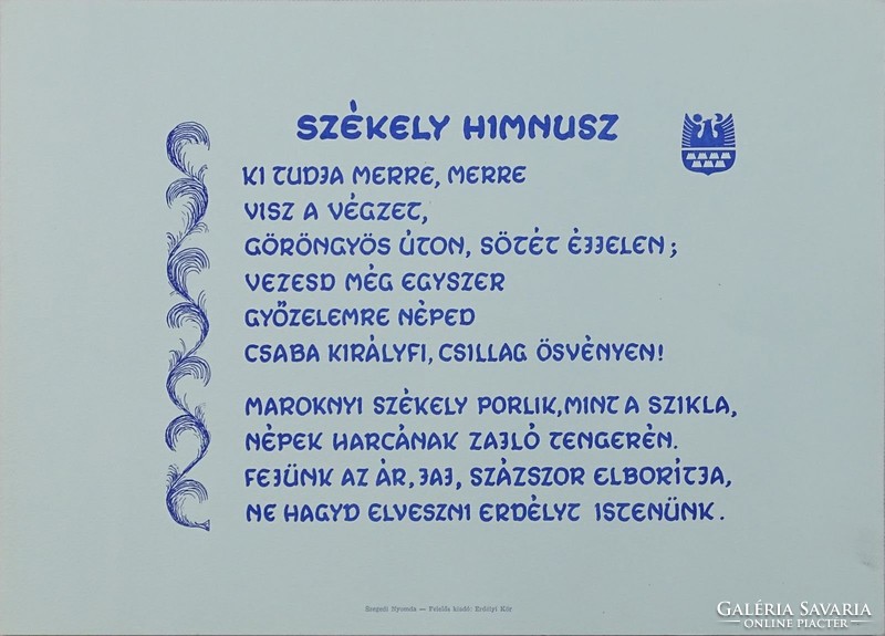 0V837 Székely Himnusz nyomat 30 x 42 cm