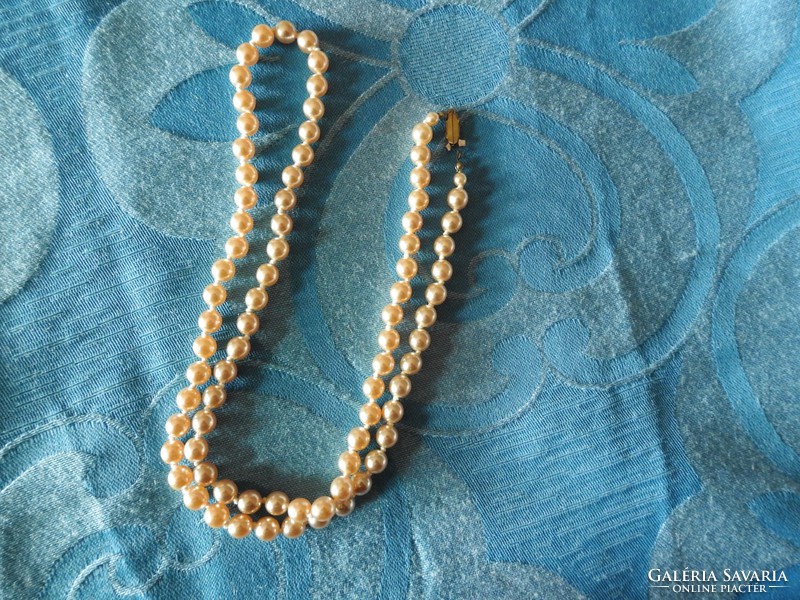 Egysoros antik gyöngysor - gyöngy nyakék kétféle gyönggyel