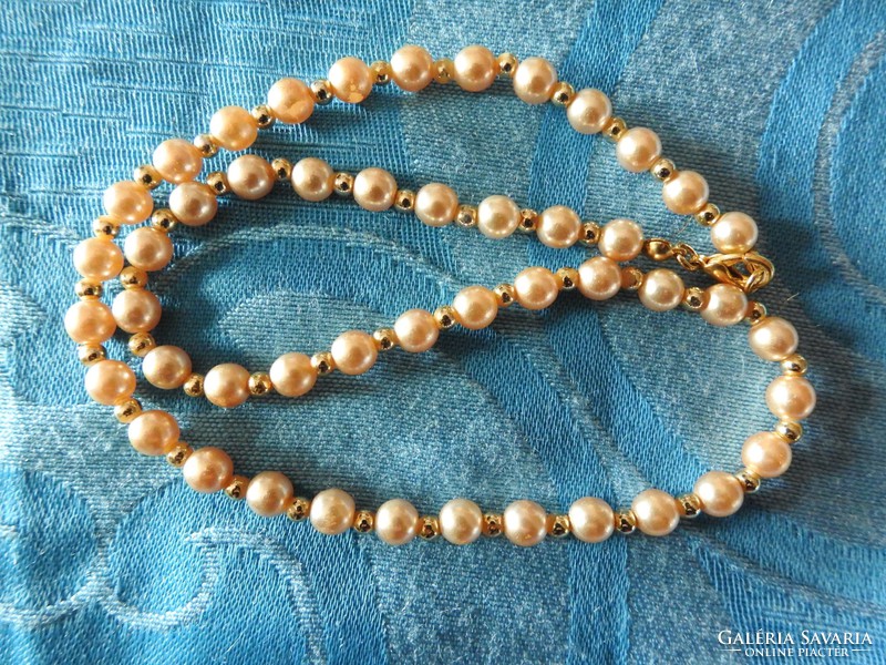 Single row antique pearl necklace - pearl necklace with two types of pearls