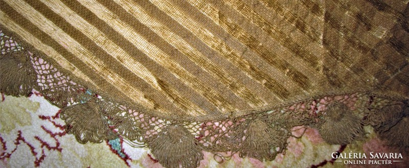 Original Bidermeier velvet tablecloth sash metal vertvspeke lace museum Hungarian needlework xix. Century