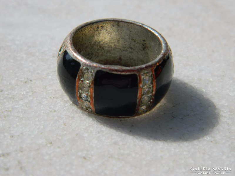 Antik ezüstözött köves bronz gyűrű