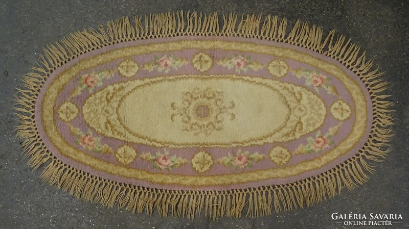 0W062 Régi ovális alakú lila szőnyeg 90 x 160 cm