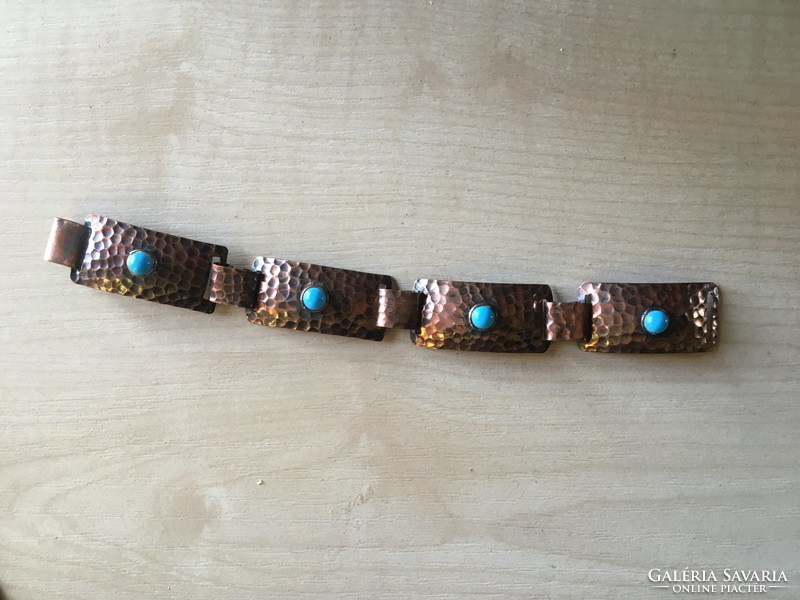 Bracelet red copper - unmarked applied art work 1960s-70s