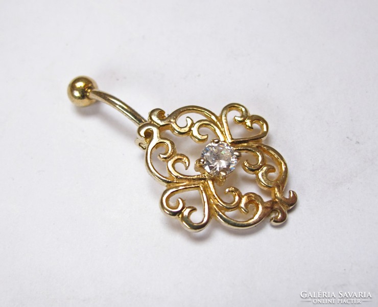 Beautiful gilded silver, stone navel piercing.