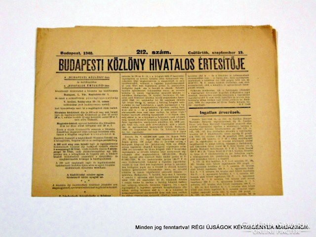 1940 szeptember 19  /  BUDAPESTI KÖZLÖNY HIVATALOS ÉRTESÍTŐJE 