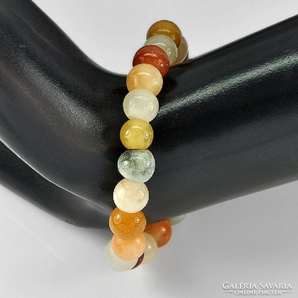 Real, 100% natural multi-color Thai jade bracelet 77.71ct (8mm round bead)