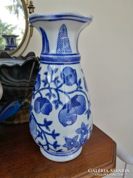 Japanese vase with cobalt blue pattern