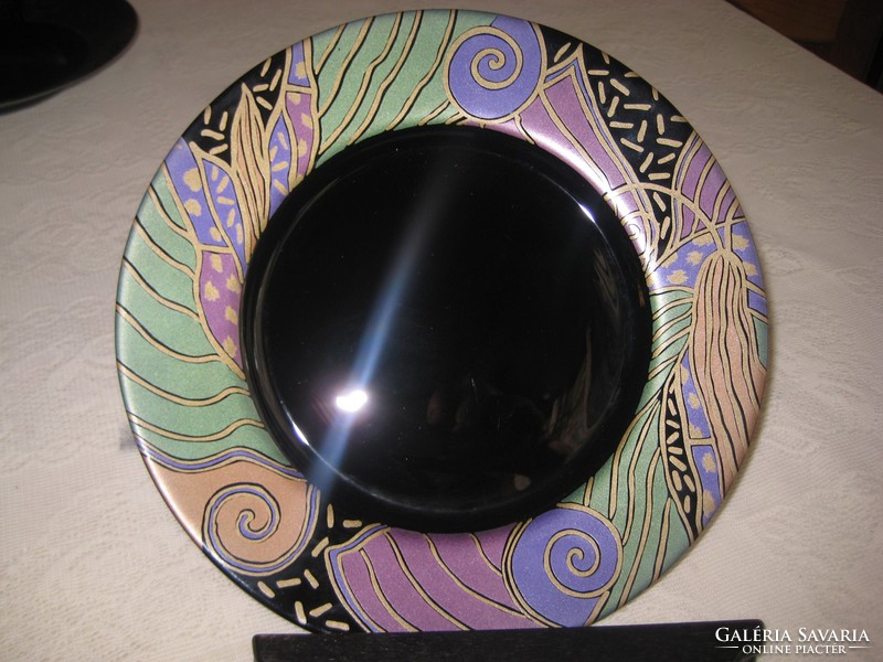 ARCOROC , francia , művészi   , mély , üveg tányér  ,  22,5 cm