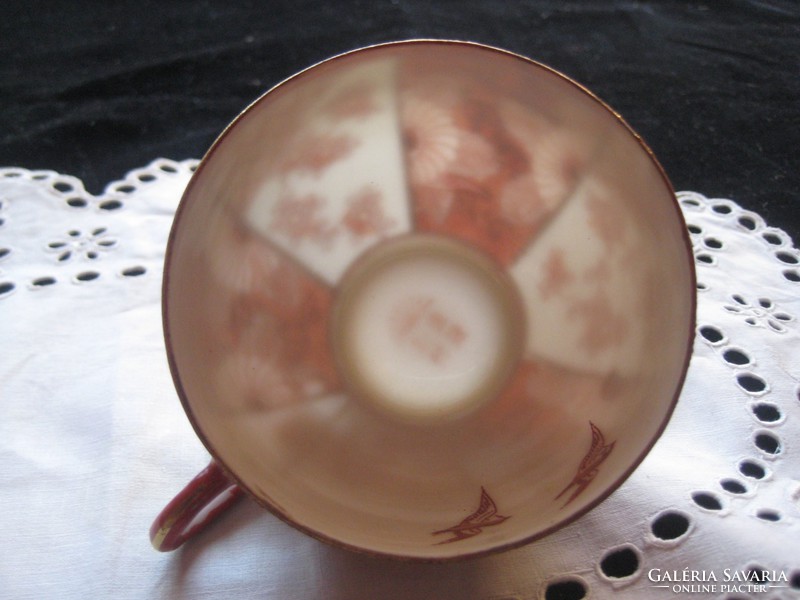 Japán , lehelet finom ,  tojáshéj porcelán  csésze , 5 x 4,8 cm kézi festésű