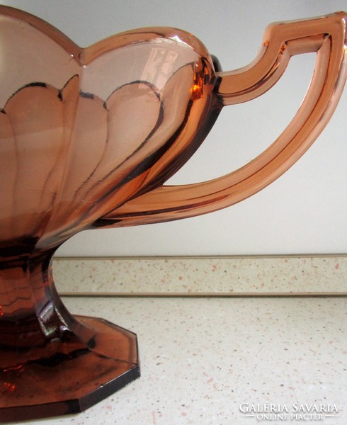 Art nouveau pink salmon colored glass table centerpiece with base