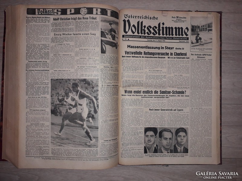 Giant format antique unique wolksstimme Austrian newspaper bound together 1956