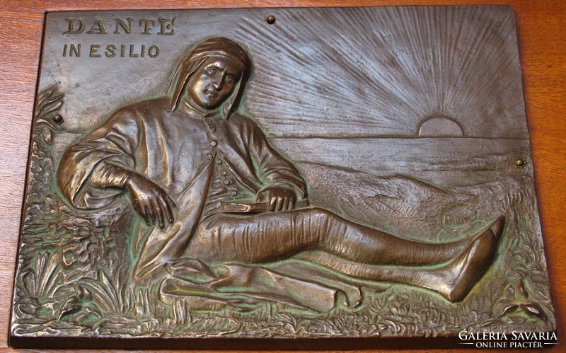 Dante bronz plakett,Domenico Peterlini festménye alapján.