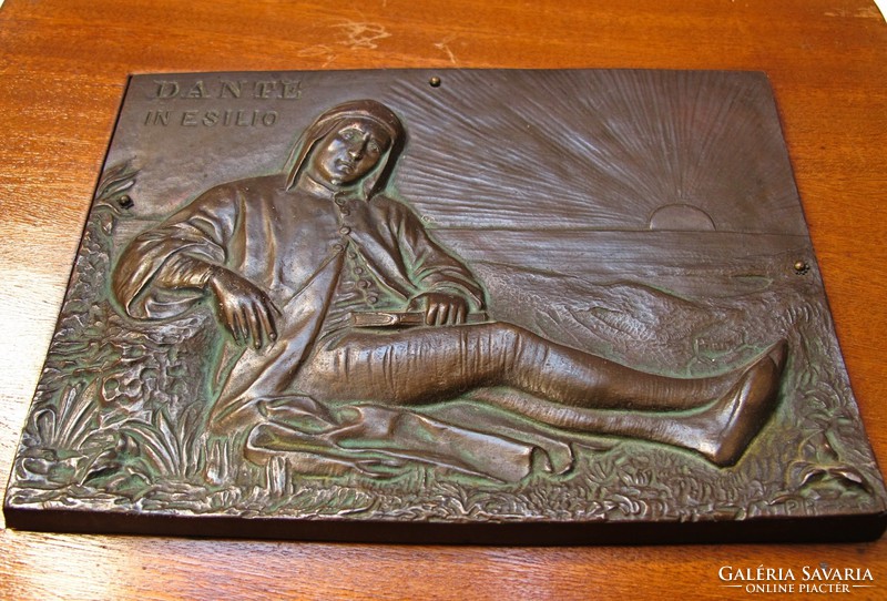 Dante bronz plakett,Domenico Peterlini festménye alapján.