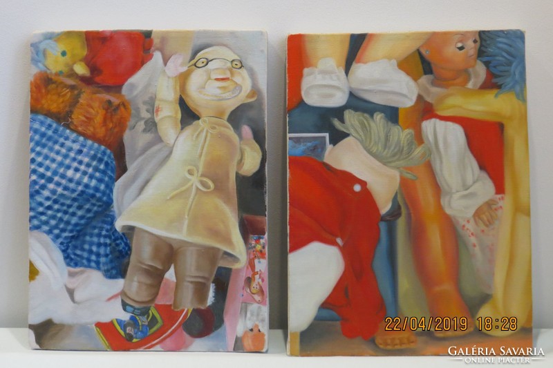 Tamási claudia (1976-): toys i-ii diptych, acrylic canvas