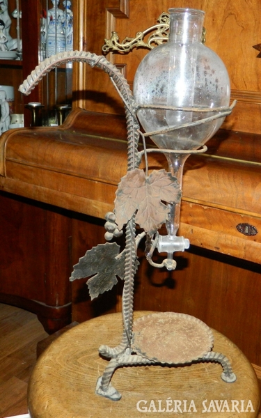 Antique wine dispenser - wrought iron - glass boral pula