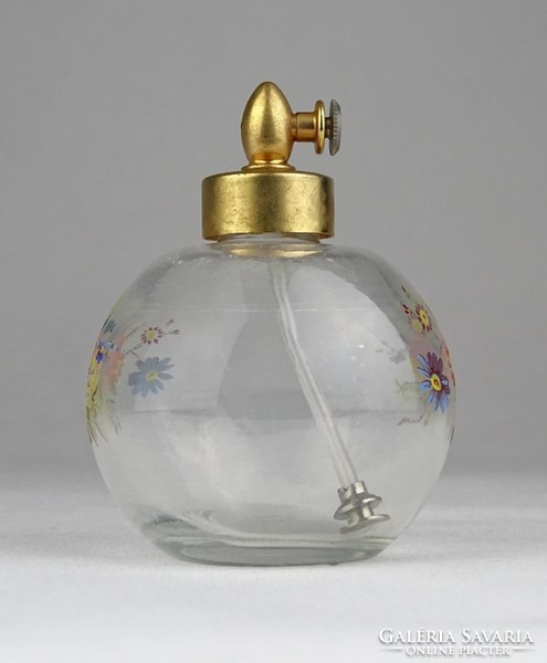 0W761 Régi virágdíszes parfümös üvegcse kisüveg