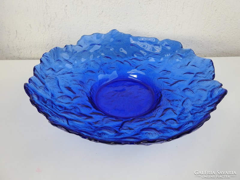 Huge violet blue glass centerpiece serving bowl