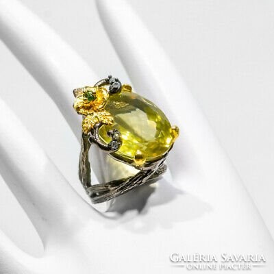 56 Os real handicrafts 98.5 Tcw citrine topaz 925 silver ring