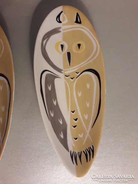 Two for the price of one! Drasche Köbánya porcelain factory art deco hand-painted porcelain owl bowl 2 pcs