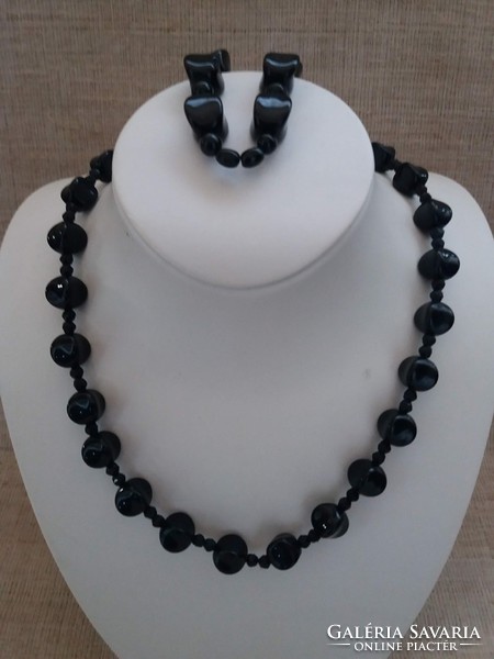 Black long onyx necklace