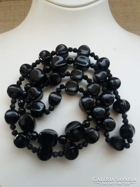 Black long onyx necklace