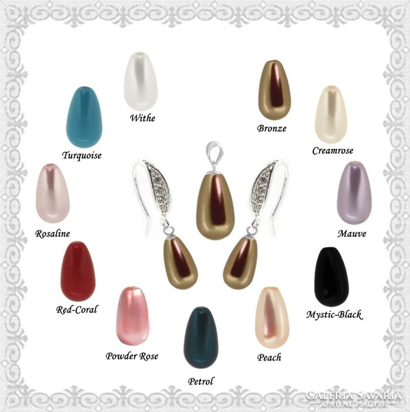 Sets: swarovski semi-drilled drop 925 sterling silver ssze-sw02-1 11-15mm in several colors