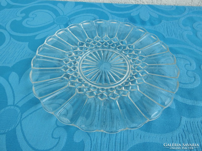 Vintage large flat glass bowl