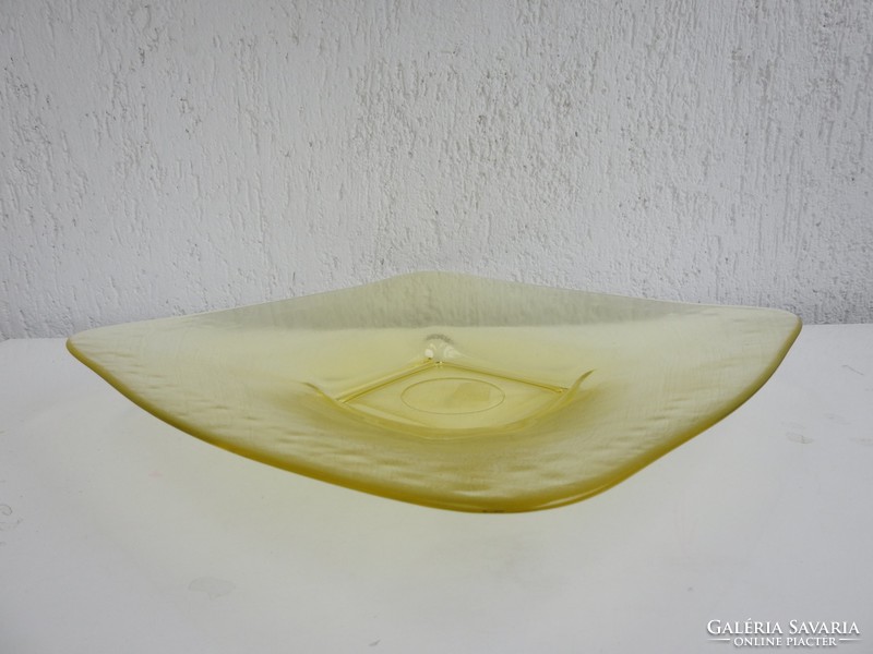Extra nagy - sárga üveg asztalközép - tál - / 40 cm * 7 cm / 3 kg