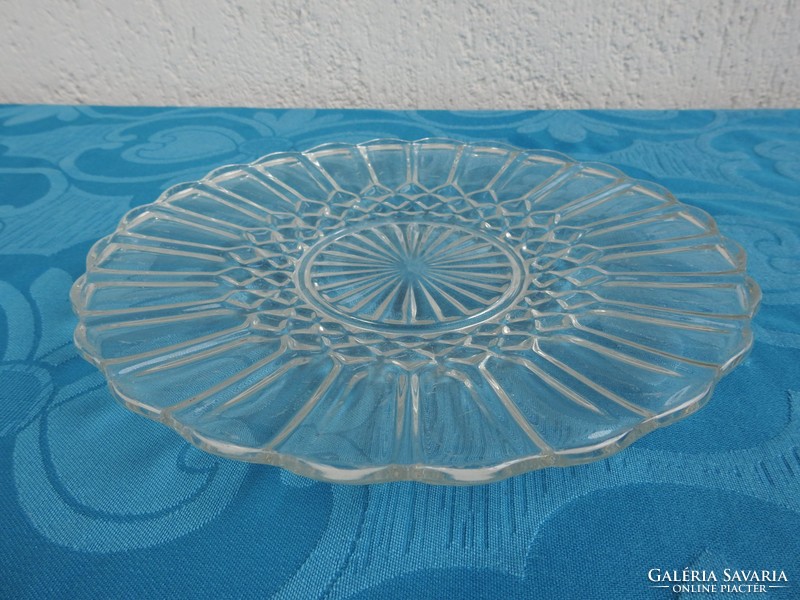 Vintage large flat glass bowl