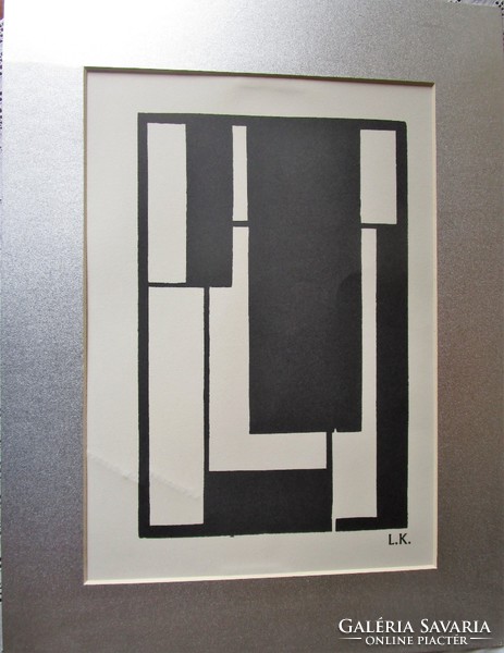 Kassák lajos composition lithographed, framed with passport 1959