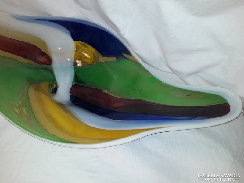 EGYEDI  elképesztően pazar 62 cm !! jelzett üvegművész által készített üveg kínáló tál