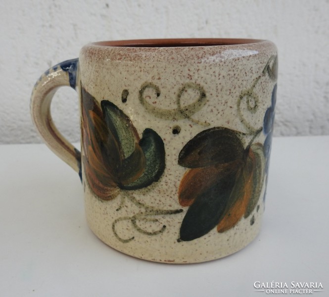Large ceramic mug with grape pattern